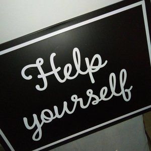 Metal HELP Yourself sign buffets parties chalkboard style